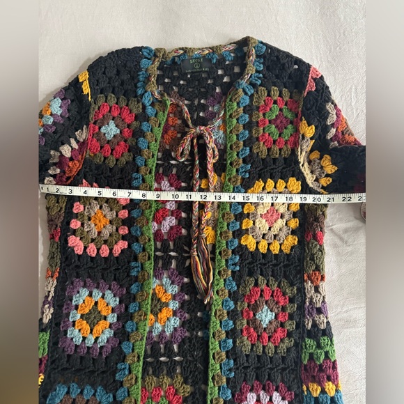 Lucky Brand Multicolor Granny Square Crochet Cardigan - NEW - Picture 9 of 10